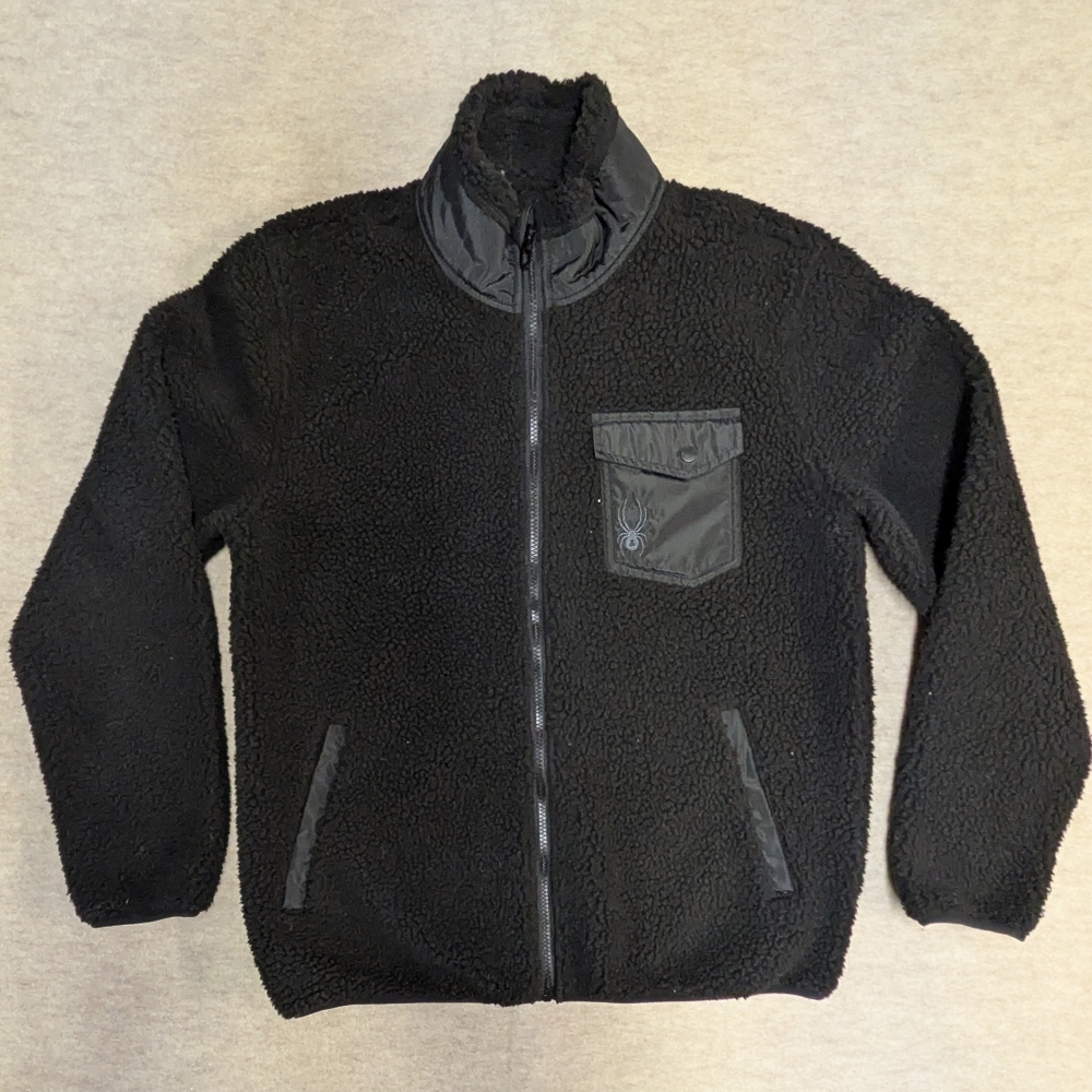 Spyder Sherpa Zip Up Men's Black Performance Jacket Size Medium